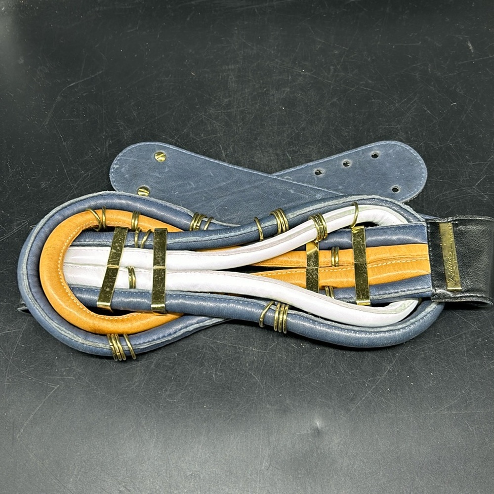 Vintage Raina Knotted Leather Belt - White; Tan; Navy